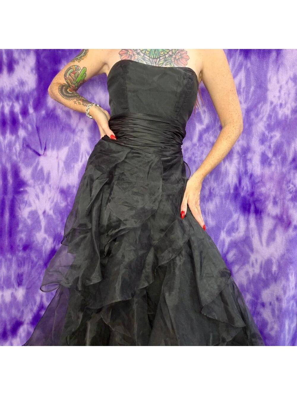 Davids Bridal black prom wedding occasion dress